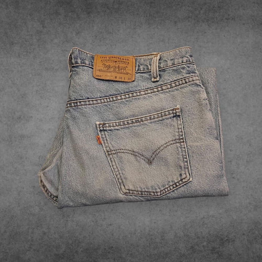 Vintage Levis 550 Orange Tab Relaxed Fit Jeans Mens 38x30 Blue Denim Made Canada